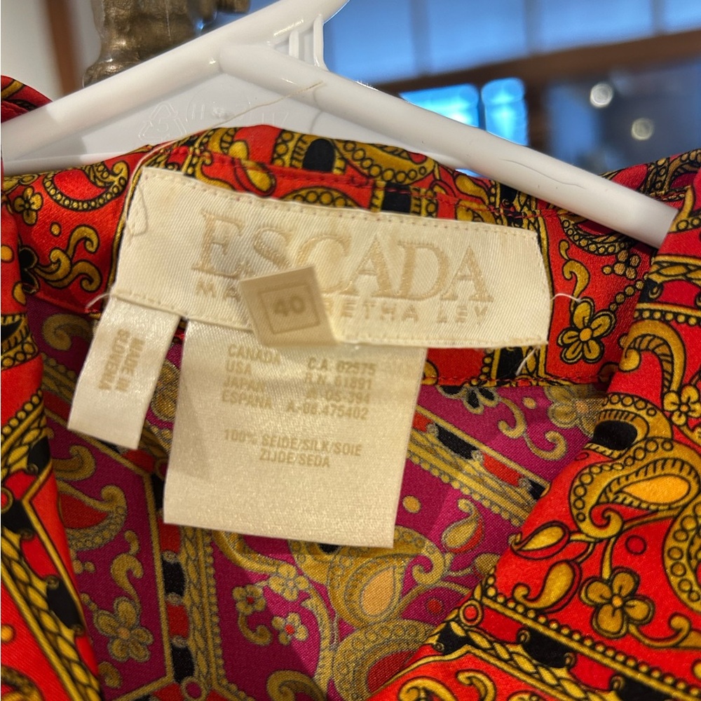 Escada Red and Orange Patterned Blouse - Picture 4 of 5